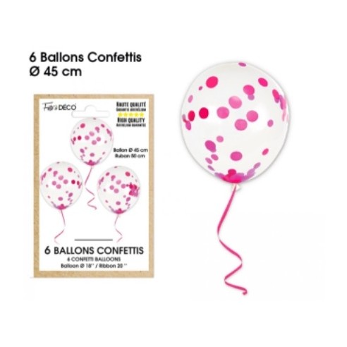 6 ballons confettis bleus