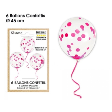 6 ballons confettis bleus