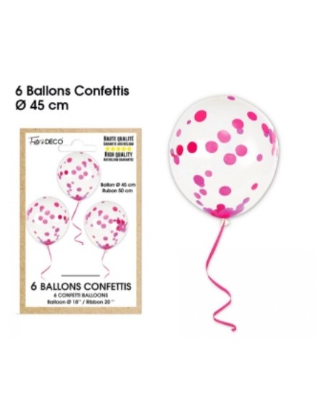 6 ballons confettis bleus