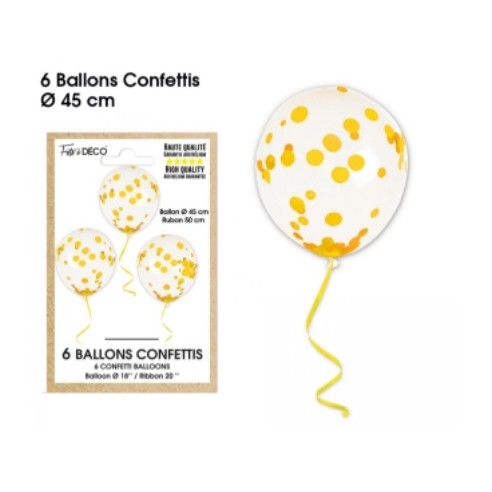 6 ballons confettis noirs