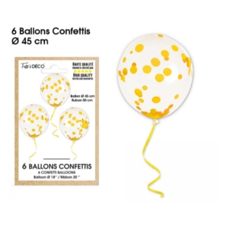 6 ballons confettis noirs