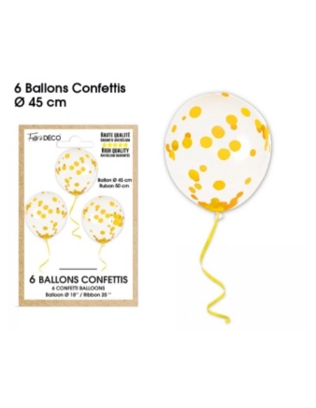 6 ballons confettis noirs