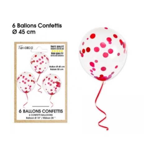 6 ballons confettis or