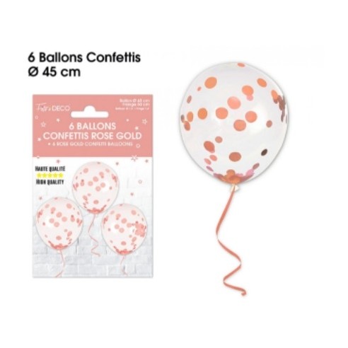 6 ballons confettis rouges