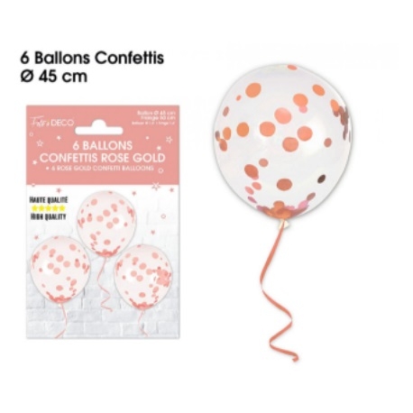 6 ballons confettis rouges