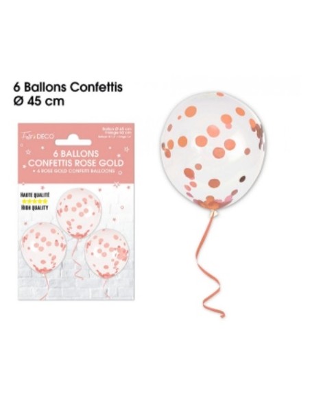 6 ballons confettis rouges