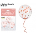 6 ballons confettis roses gold