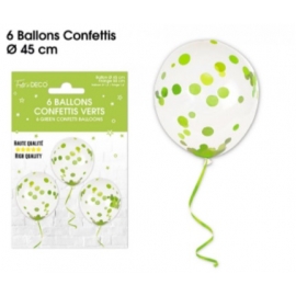 6 ballons confettis verts
