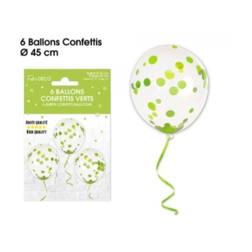 6 ballons confettis roses gold