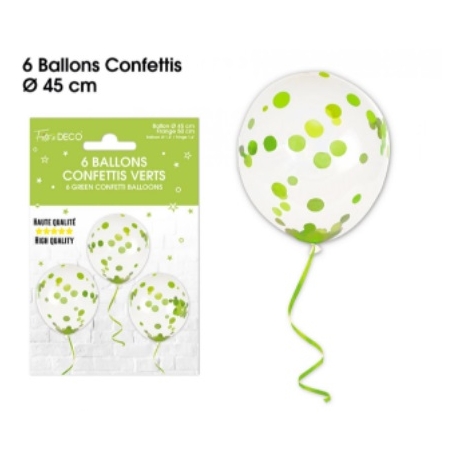 6 ballons confettis roses gold