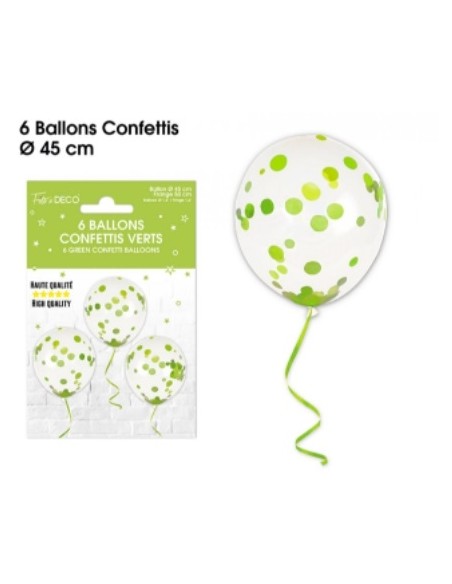 6 ballons confettis roses gold