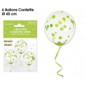 6 ballons confettis verts