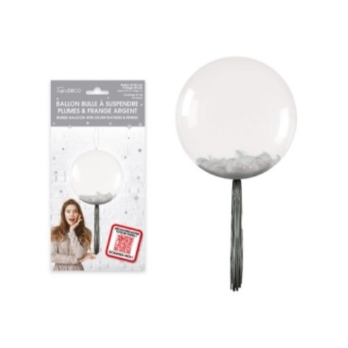 6 ballons confettis argent