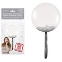 Ballon bulle transparent plumes et franges argent