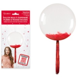 Ballon bulle transparent plumes et franges or