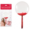 Ballon bulle transparent plumes et franges rouge