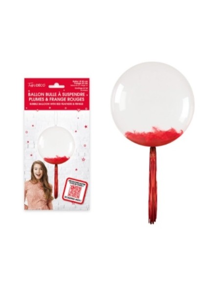 Ballon bulle transparent plumes et franges or