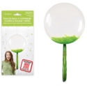 Ballon bulle transparent plumes et franges vert