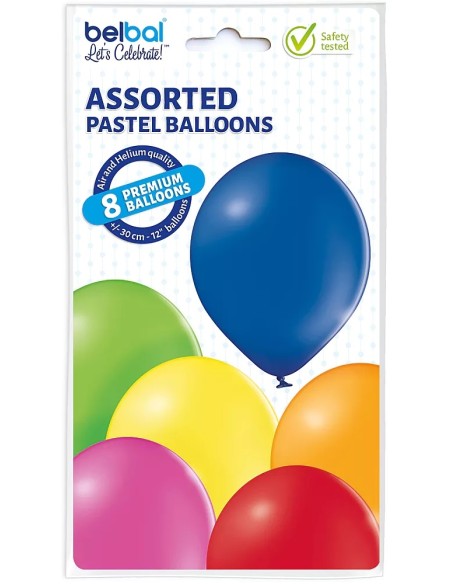 8 Ballons pastel diamètre 30cm multicolores