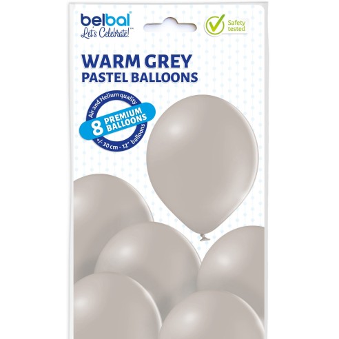 8 Ballons pastel diamètre 30cm gris