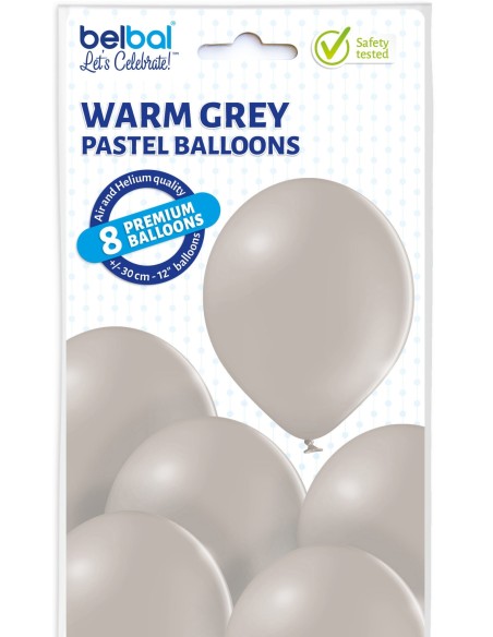 8 Ballons pastel diamètre 30cm gris