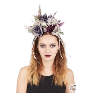 Serre tête Day of the dead roses rouges et voile