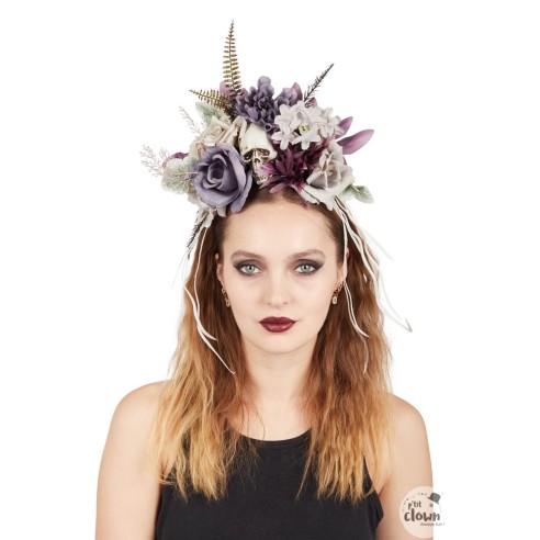 Serre tête Day of the dead roses rouges et voile