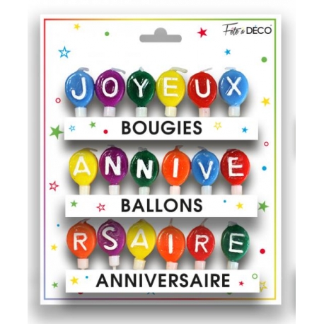 Bougies ballons joyeux anniversaire