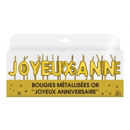 Bougies joyeux Anniversaire or