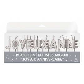 Bougies joyeux Anniversaire argent