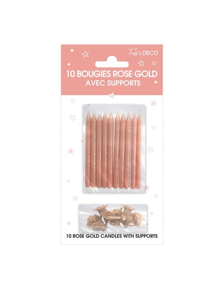 10 bougies pailletées avec support bleu