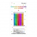 10 bougies pailletées avec support multicolore