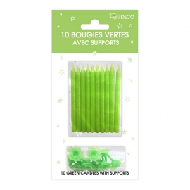 10 bougies pailletées avec support rouge