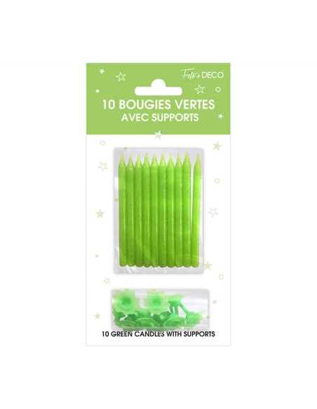 10 bougies pailletées avec support rouge