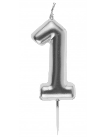 Bougie argent 9cm chiffre 0