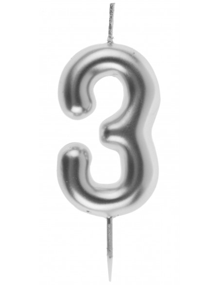 Bougie argent 9cm chiffre 2
