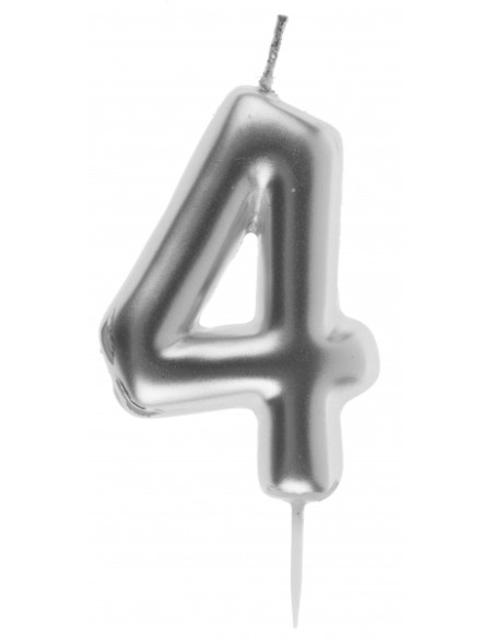 Bougie argent 9cm chiffre 3