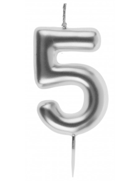 Bougie argent 9cm chiffre 4