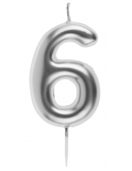 Bougie argent 9cm chiffre 5