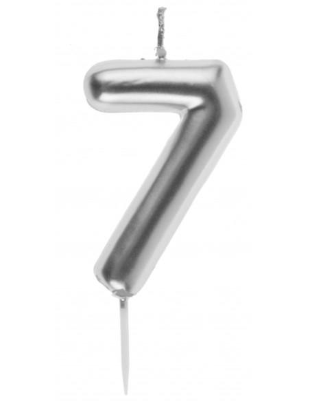 Bougie argent 9cm chiffre 6