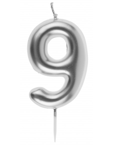 Bougie argent 9cm chiffre 8