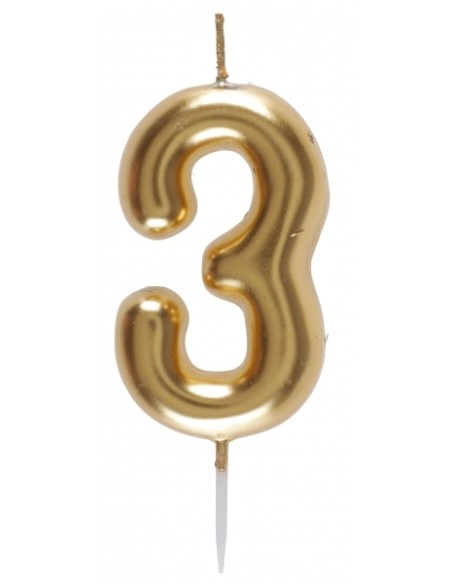 Bougie or 9cm chiffre 2