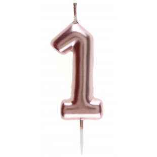 Bougie rose gold 9cm chiffre 0