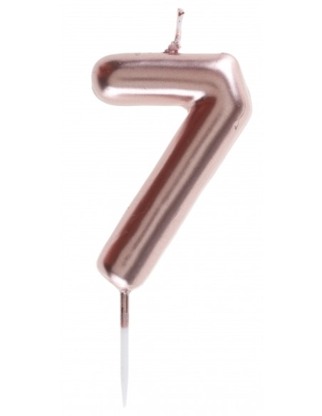 Bougie rose gold 9cm chiffre 6