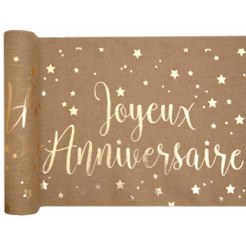 Chemin de table Joyeux Anniversaire métallisé - Rose gold