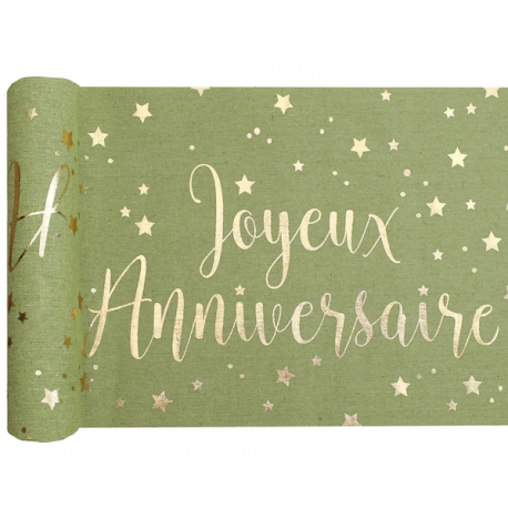 Chemin de table Joyeux Anniversaire métallisé - Kraft