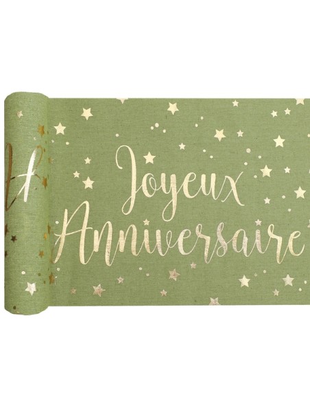 Chemin de table Joyeux Anniversaire métallisé - Kraft