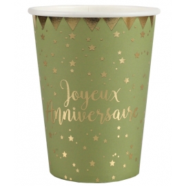 10 gobelets Joyeux Anniversaire métallisé - Rose gold