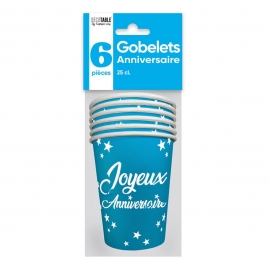 6 gobelets Anniversaire 25cl - Blanc