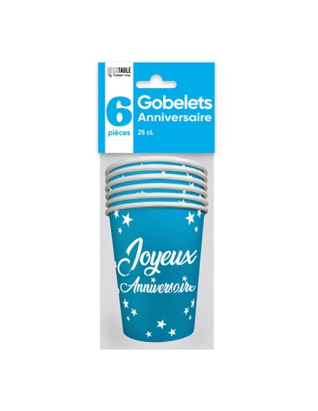 6 gobelets Anniversaire 25cl - Blanc
